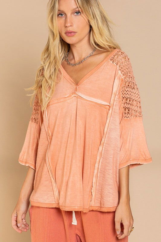 Feminine Boho Crochet Sleeve Top - Hassle Free Cart