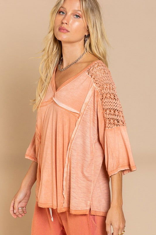 Feminine Boho Crochet Sleeve Top - Hassle Free Cart