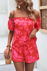 Floral Off-Shoulder Top and Shorts Set | Hassle Free Cart