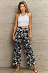 Flower Print Wide Leg Long Pants - Hassle Free Cart