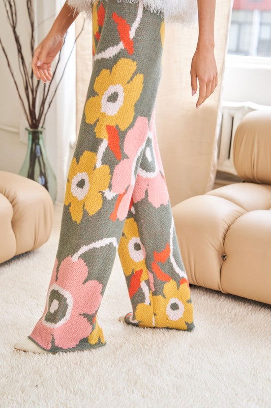 Flower Printed Casual Cozy Full Long Wide Pants - Hassle Free Cart