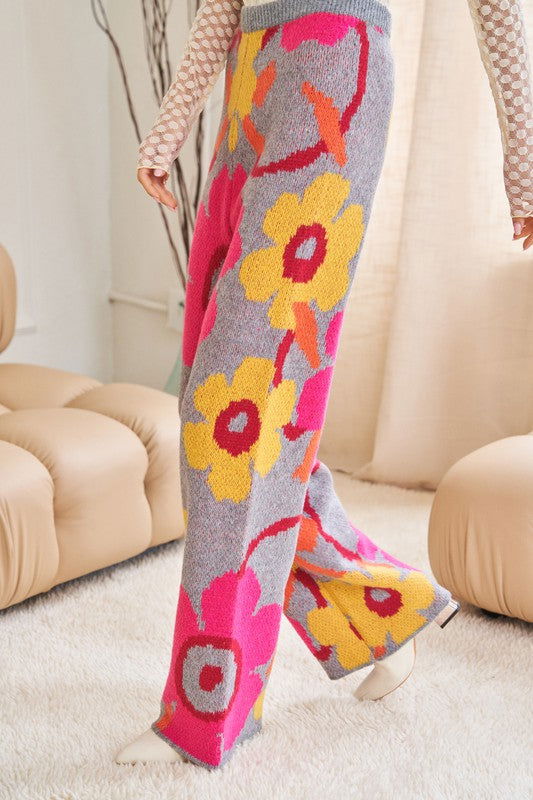 Flower Printed Casual Cozy Full Long Wide Pants - Hassle Free Cart