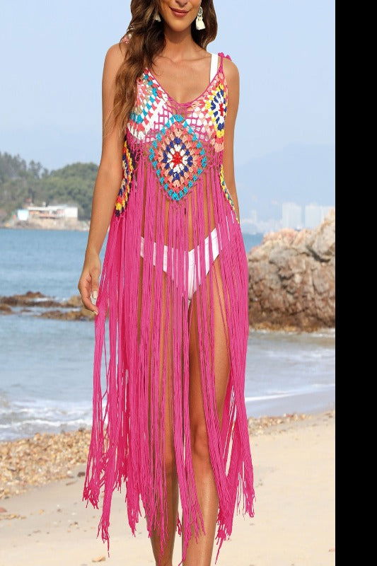 Fringe Spaghetti Strap Cover-Up - Hassle Free Cart