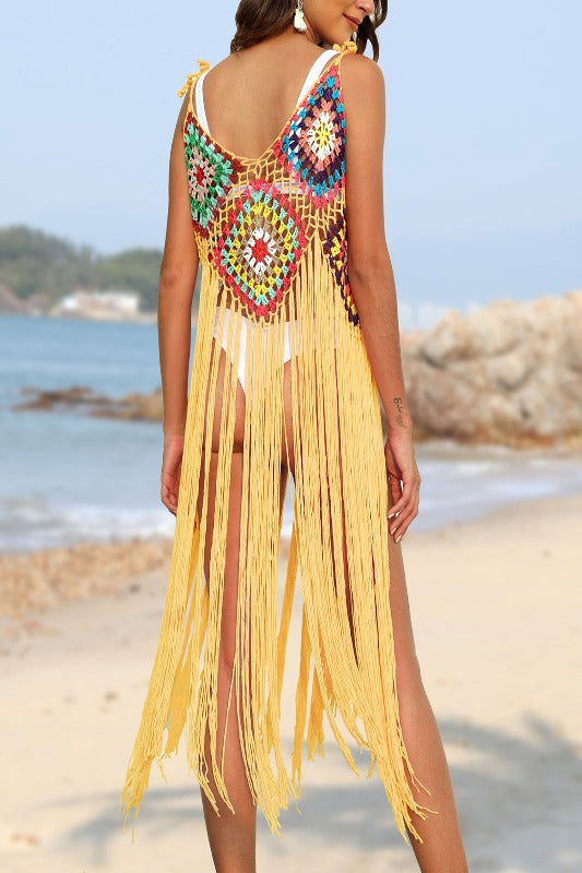 Fringe Spaghetti Strap Cover-Up - Hassle Free Cart