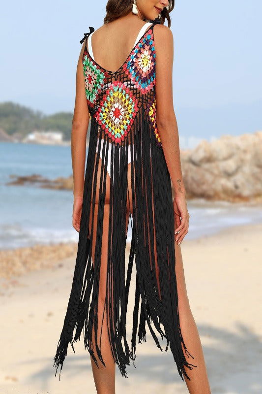 Fringe Spaghetti Strap Cover-Up - Hassle Free Cart