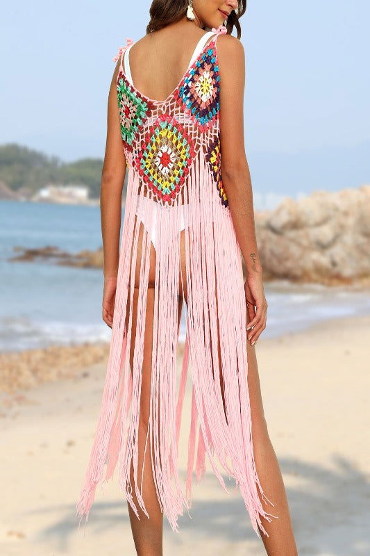 Fringe Spaghetti Strap Cover-Up - Hassle Free Cart