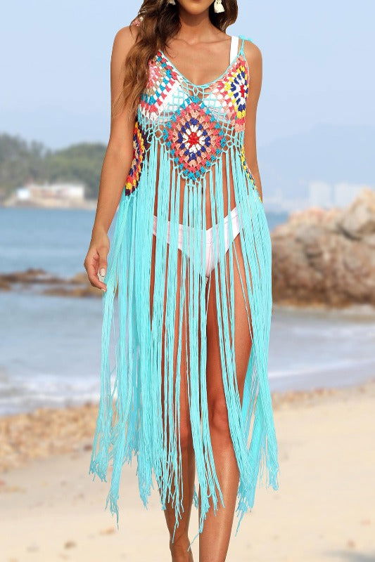 Fringe Spaghetti Strap Cover-Up - Hassle Free Cart