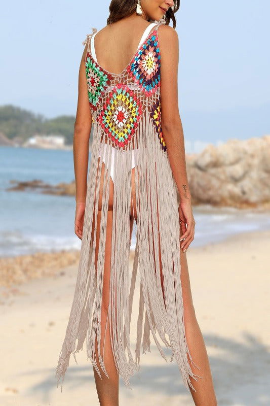 Fringe Spaghetti Strap Cover-Up - Hassle Free Cart