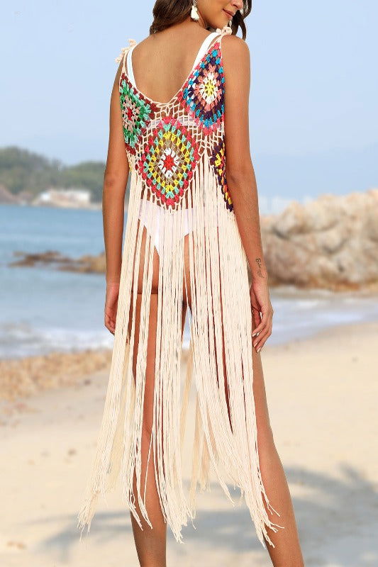 Fringe Spaghetti Strap Cover-Up - Hassle Free Cart