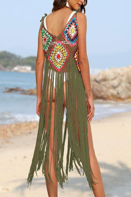 Fringe Spaghetti Strap Cover-Up - Hassle Free Cart