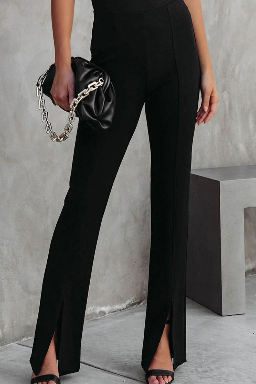 Front Slit Flare Leg Pants - Hassle Free Cart