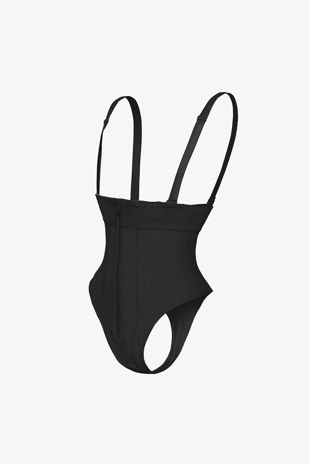 Full Size Adjustable Strap Zip-Up Shaping Bodysuit | Hassle Free Cart