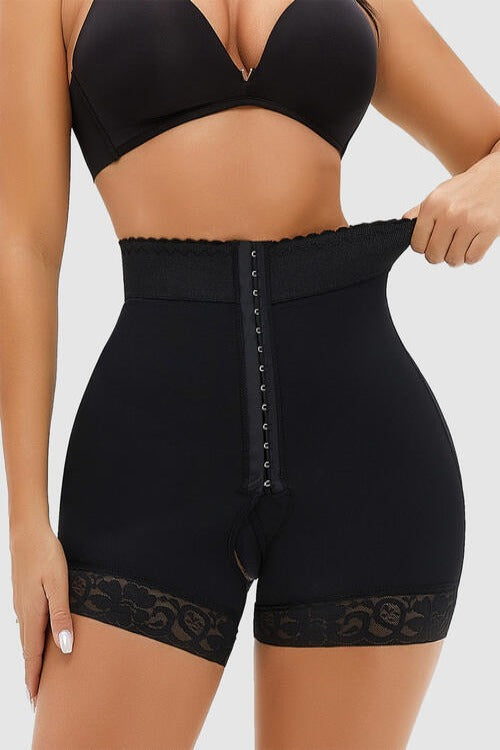 Full Size Lace Detail Hook-and-Eye Shaping Shorts | Hassle Free Cart