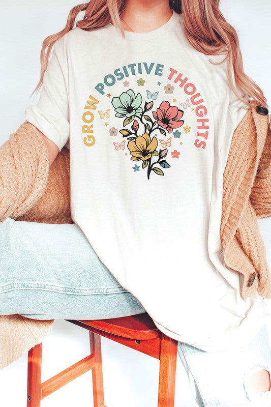 GROW POSITIVE THOUGHTS Graphic Tee - Hassle Free Cart