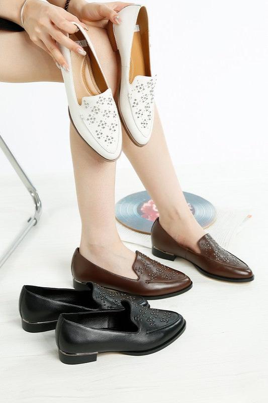 Gabassi Studded Genuine Leather Loafers - Hassle Free Cart