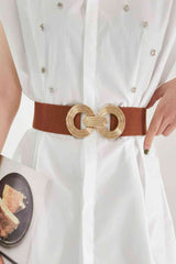 Geometric Buckle Elastic Wide Belt | Hassle Free Cart