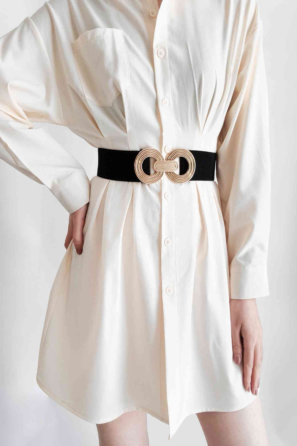 Geometric Buckle Elastic Wide Belt | Hassle Free Cart