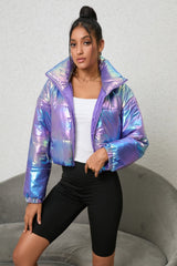 Gradient Zip-Up Collared Puffer Jacket | Hassle Free Cart