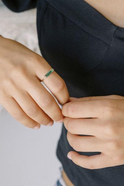 Green Long Crystal Baguette Ring - Hassle Free Cart