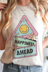 HAPPINESS AHEAD Graphic Tee - Hassle Free Cart