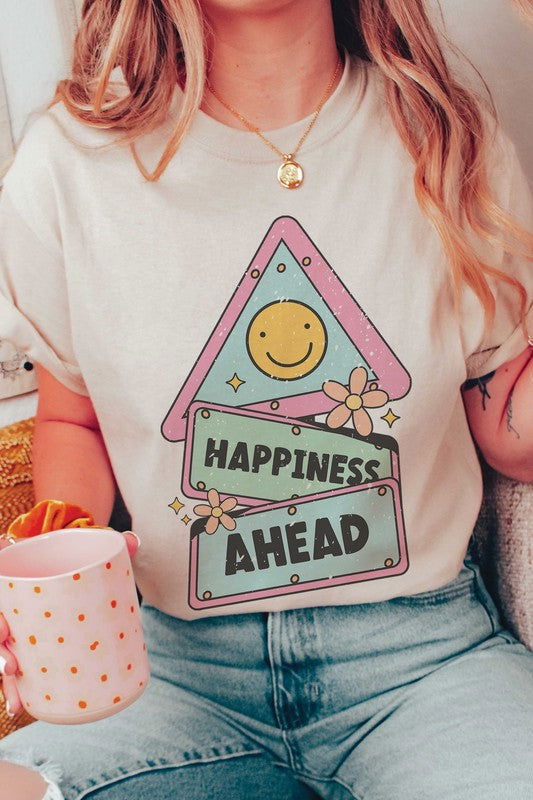 HAPPINESS AHEAD Graphic Tee - Hassle Free Cart