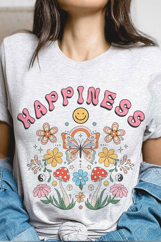 HAPPINESS RETRO GARDEN Graphic T-shirt - Hassle Free Cart