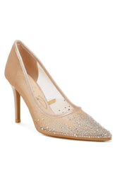 High Ball Mesh Rhinestone Stiletto Pumps - Hassle Free Cart