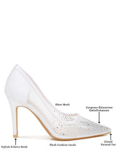 High Ball Mesh Rhinestone Stiletto Pumps - Hassle Free Cart