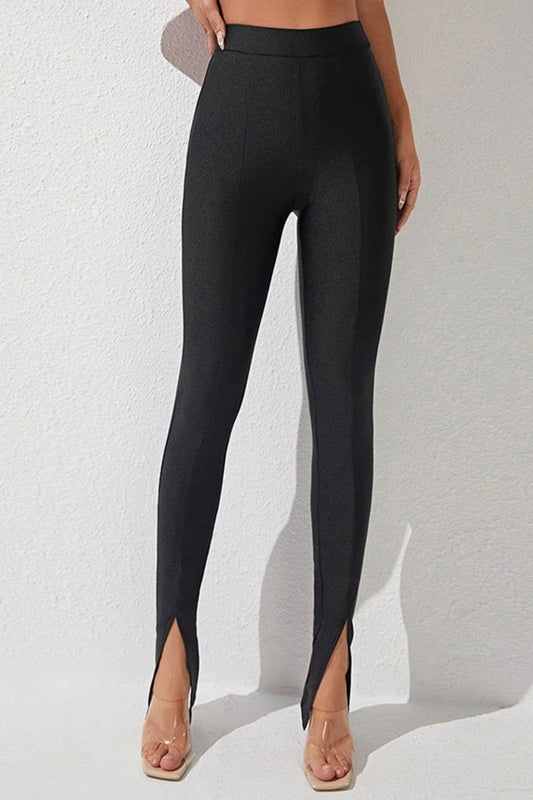 High Waist Slit Skinny Pants - Hassle Free Cart