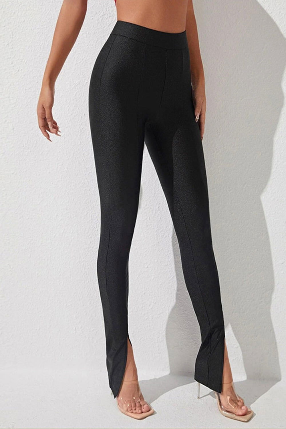 High Waist Slit Skinny Pants - Hassle Free Cart