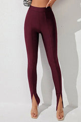 High Waist Slit Skinny Pants - Hassle Free Cart