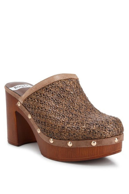 Jeydena Raffia Platform Clogs - Hassle Free Cart