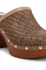 Jeydena Raffia Platform Clogs - Hassle Free Cart