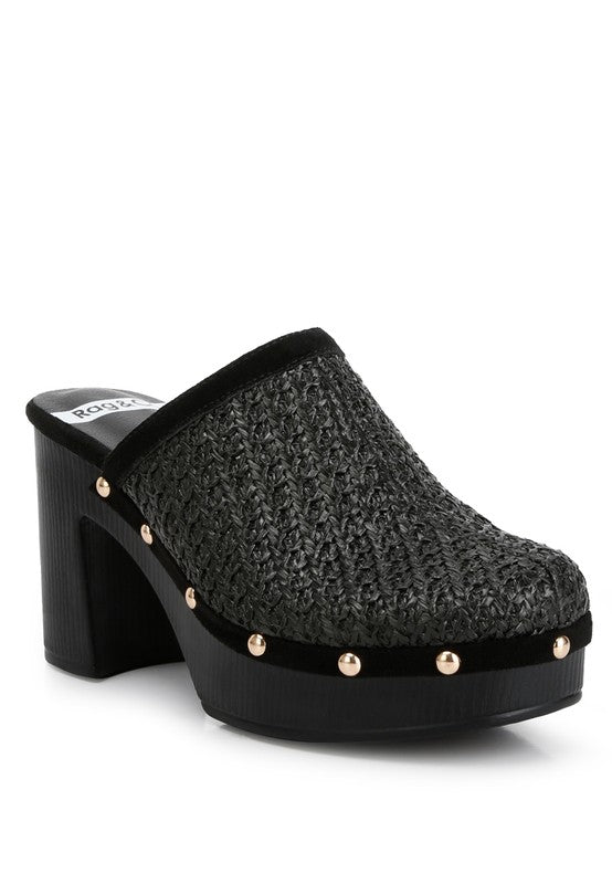 Jeydena Raffia Platform Clogs - Hassle Free Cart