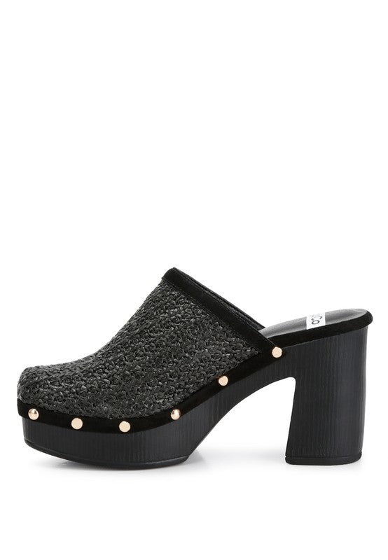 Jeydena Raffia Platform Clogs - Hassle Free Cart