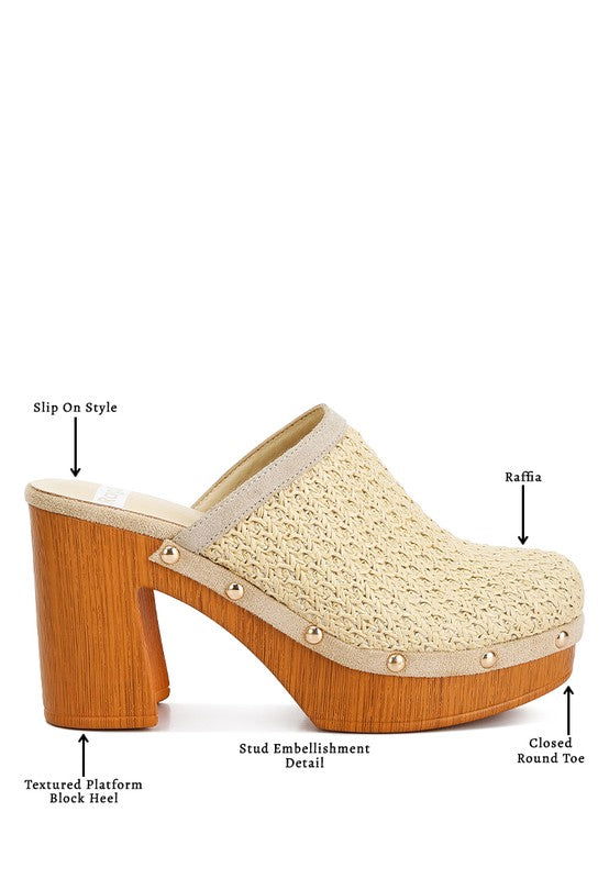 Jeydena Raffia Platform Clogs - Hassle Free Cart