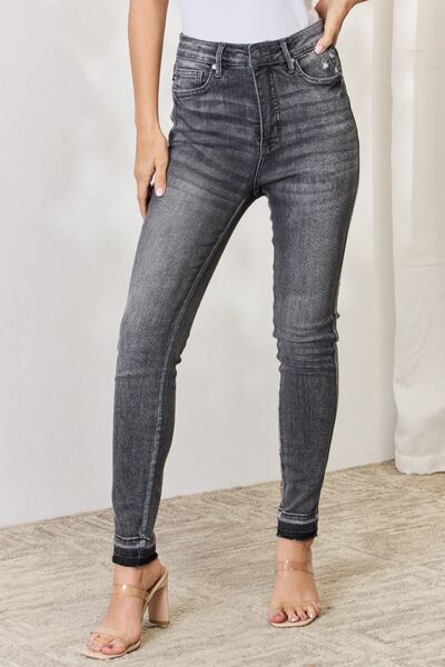 Judy Blue Full Size High Waist Tummy Control Release Hem Skinny Jeans | Hassle Free Cart