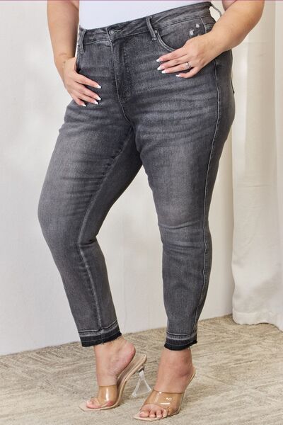 Judy Blue Full Size High Waist Tummy Control Release Hem Skinny Jeans | Hassle Free Cart