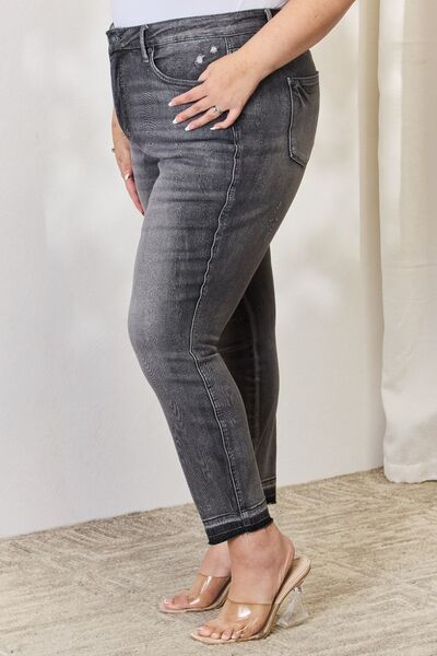 Judy Blue Full Size High Waist Tummy Control Release Hem Skinny Jeans | Hassle Free Cart