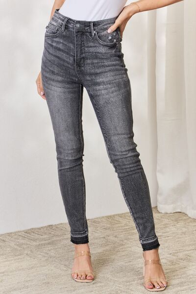 Judy Blue Full Size High Waist Tummy Control Release Hem Skinny Jeans | Hassle Free Cart