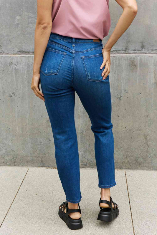 Judy Blue Melanie Full Size High Waisted Distressed Boyfriend Jeans | Hassle Free Cart