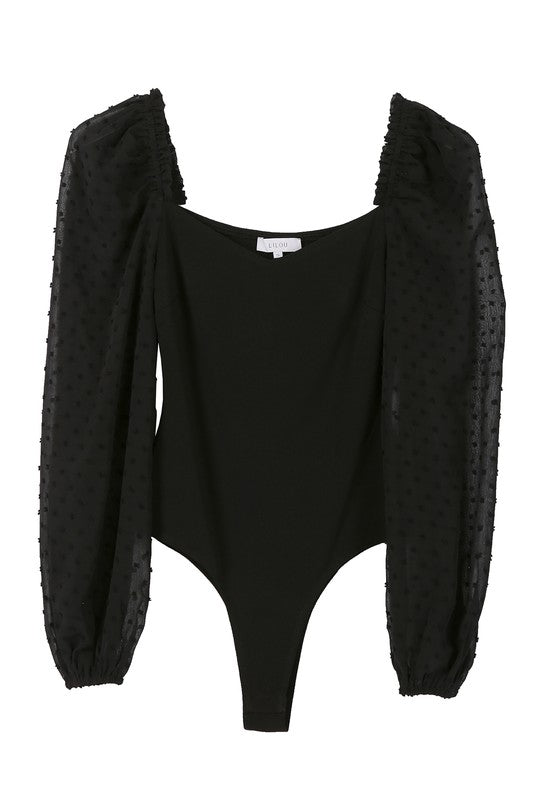 LS shirring sleeve bodysuit - Hassle Free Cart