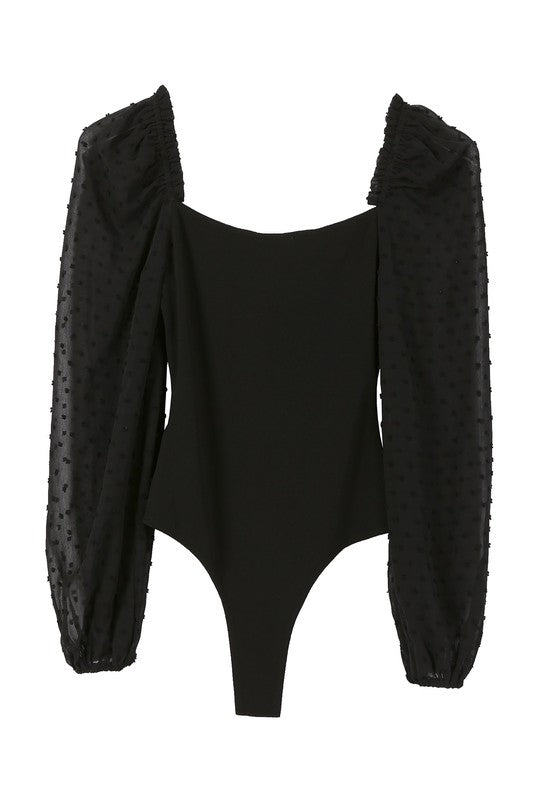 LS shirring sleeve bodysuit - Hassle Free Cart