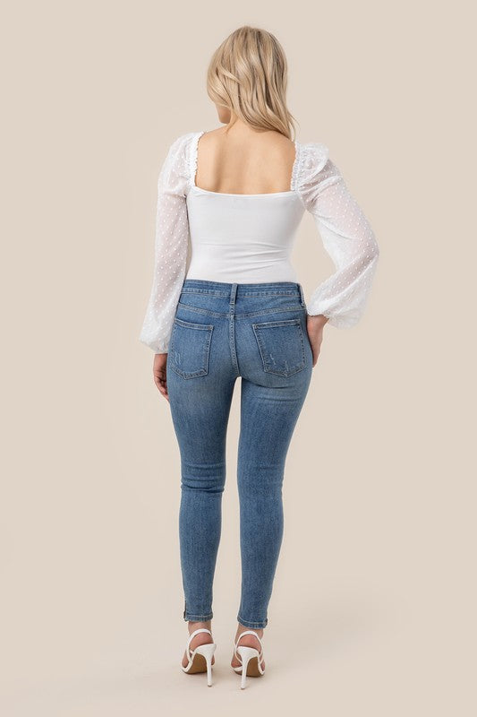 LS shirring sleeve bodysuit - Hassle Free Cart