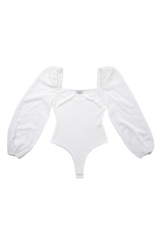 LS shirring sleeve bodysuit - Hassle Free Cart