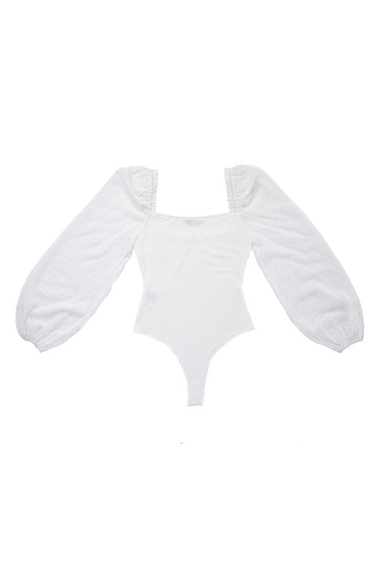 LS shirring sleeve bodysuit - Hassle Free Cart