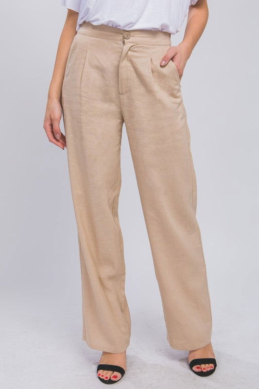 Linen Front Creased Pants - Hassle Free Cart