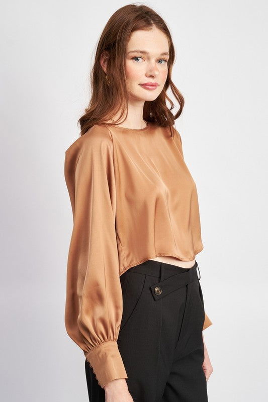 Long Sleeve Satin Blouse - Hassle Free Cart