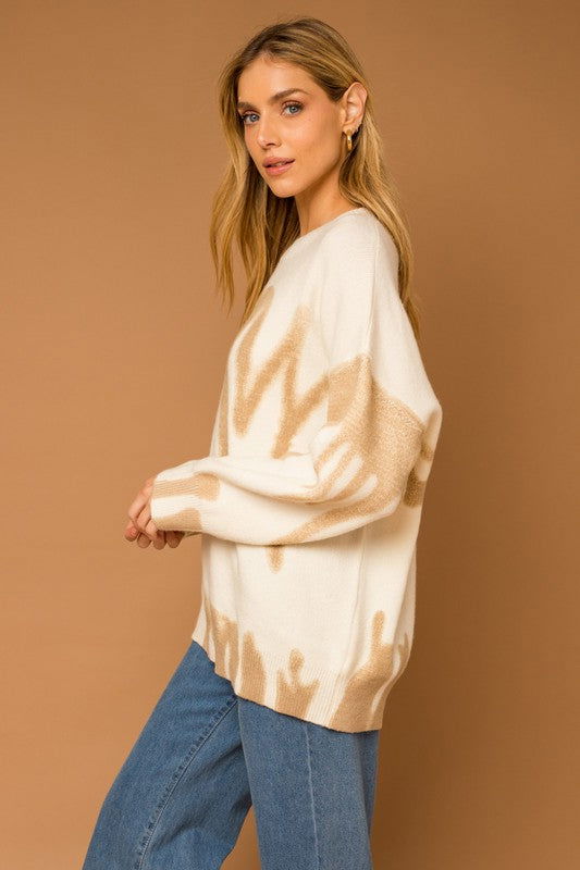 Long Sleeve Spray Print Sweater - Hassle Free Cart