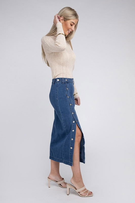 Midi High Waist Denim Skirt - Hassle Free Cart